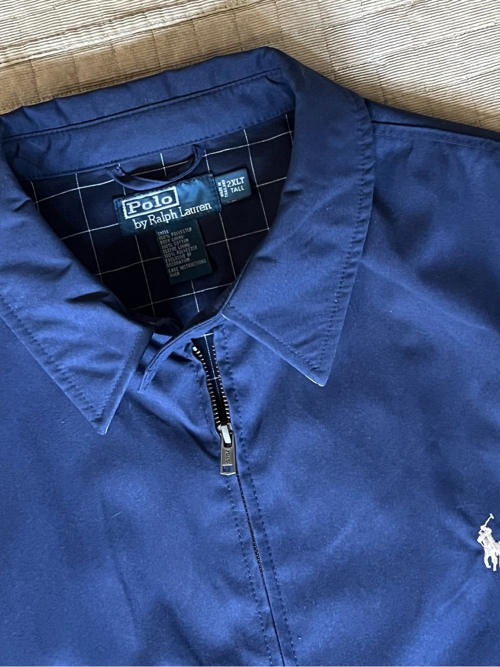 VTG Polo Ralph Lauren Navy Full Zip Harrington Jacket 2XLT